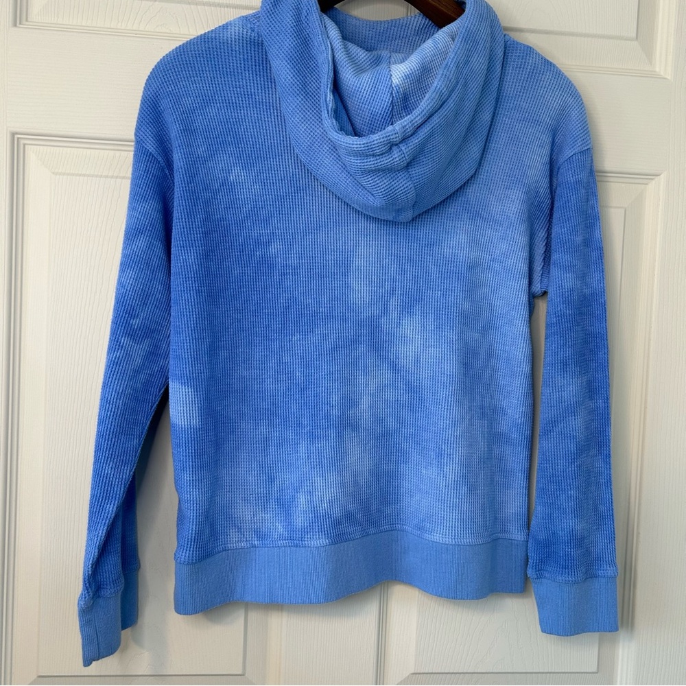 Zyia Size Small Sky Blue Waffle Knit Pullover Hoodie - Picture 3 of 7